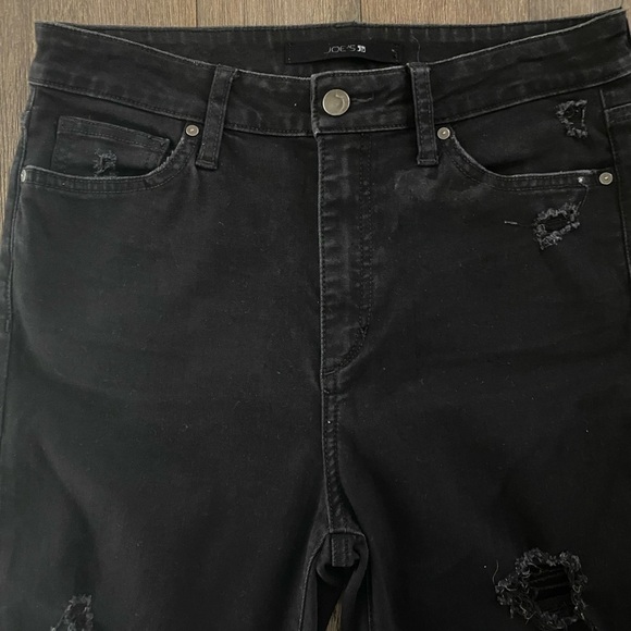 Joe’s Jeans High Rise Distressed Skinny Jeans. Ragged Hem. Black Size 28. - Picture 6 of 8
